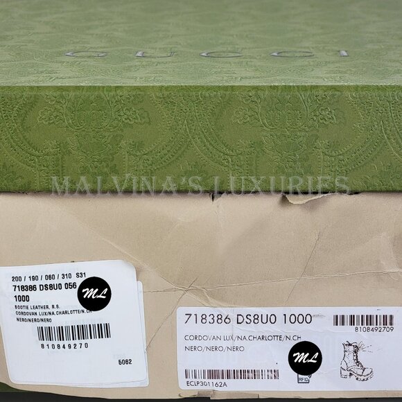 GUCCI BOOTS ANKLE BLACK GG LOGO LEATHER QUILTED LACE-UP sz 39.5 9.5 US - Picture 16 of 16